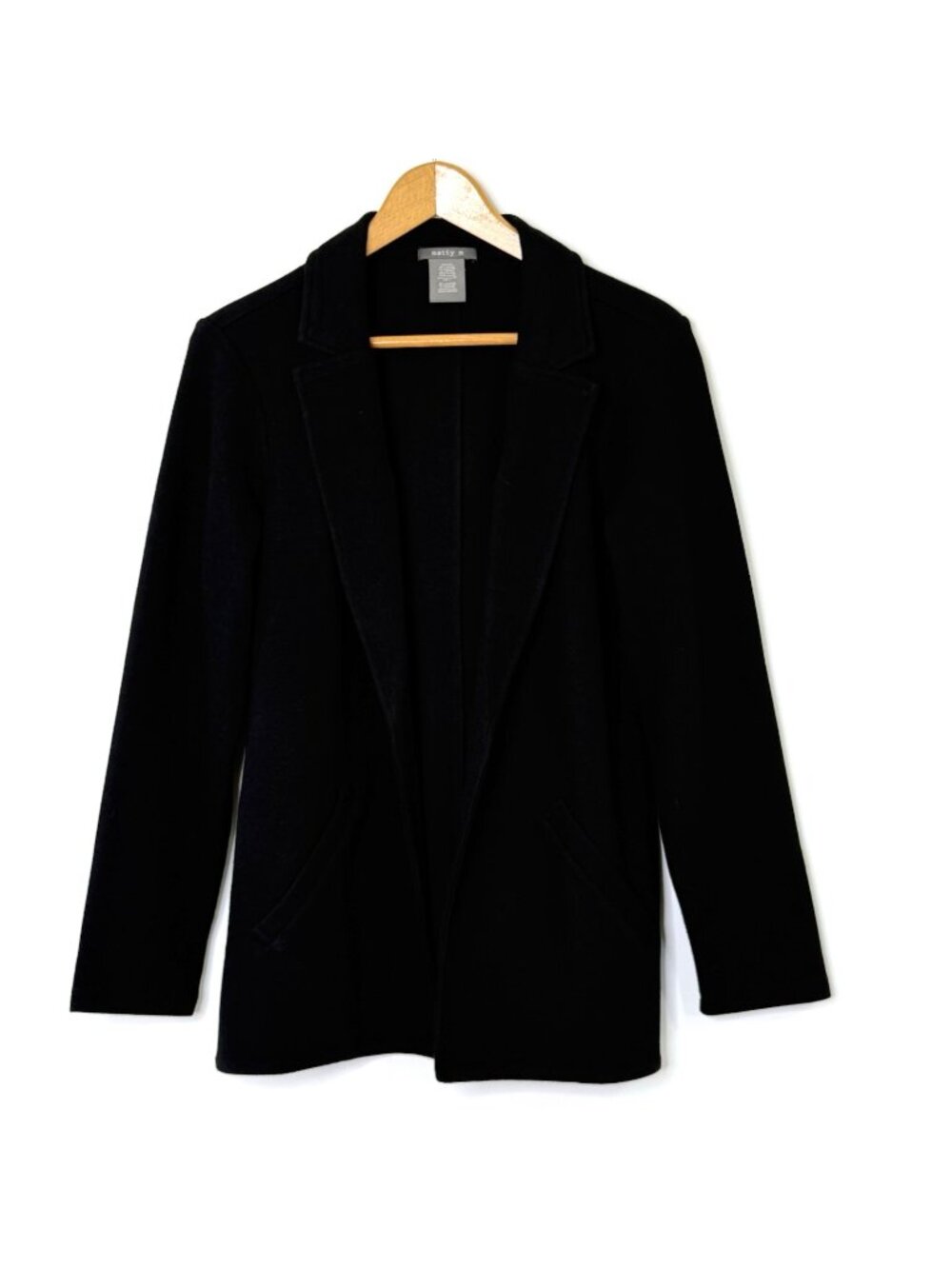 Matty M Open Front Blazer Jacket Women's size Large Stretch Woven Black